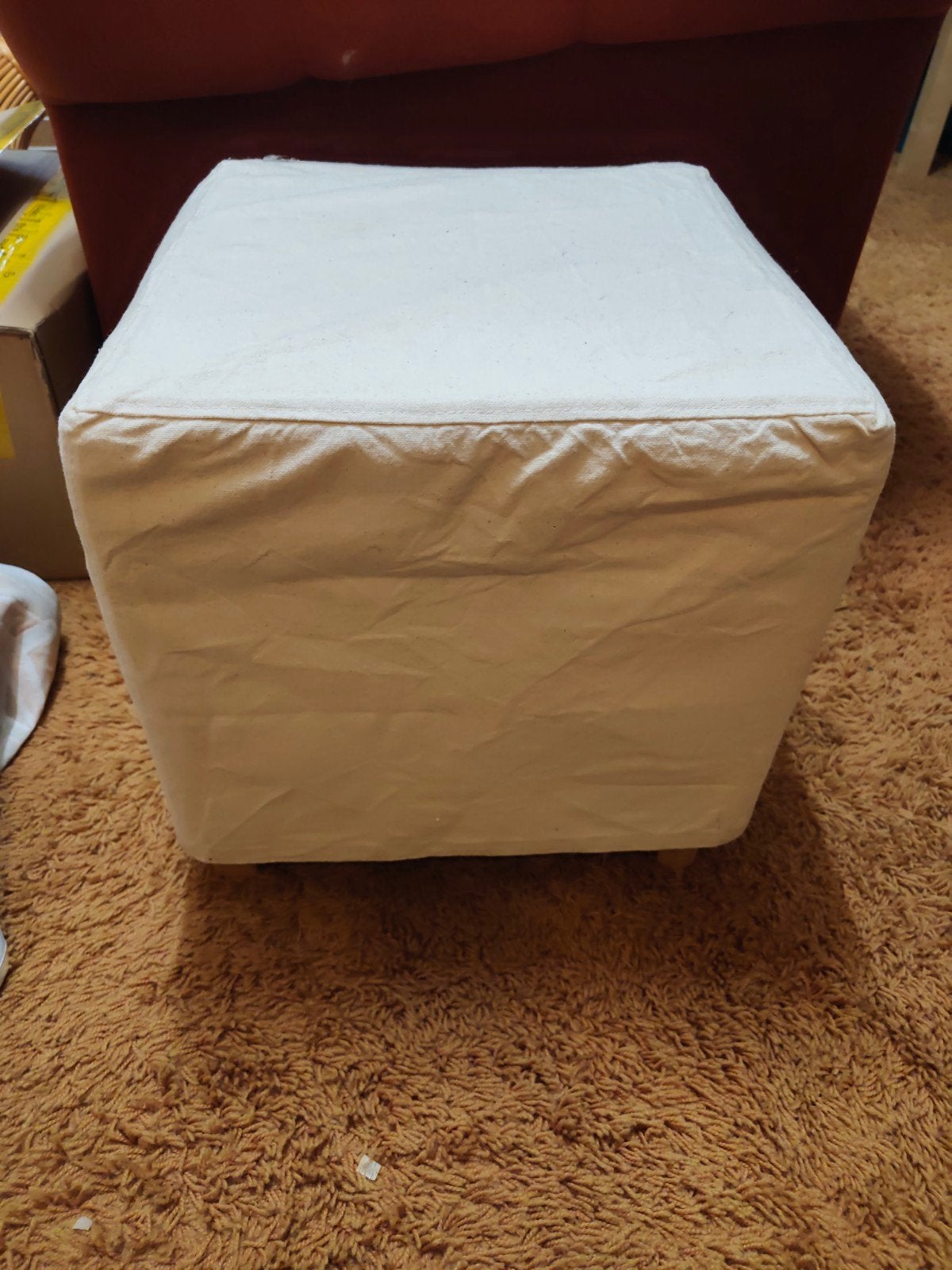 Ikea Poef 39x39x39 - Crèmekleurig, Ophalen, Minder dan 50 cm, Gebruikt, Vierkant