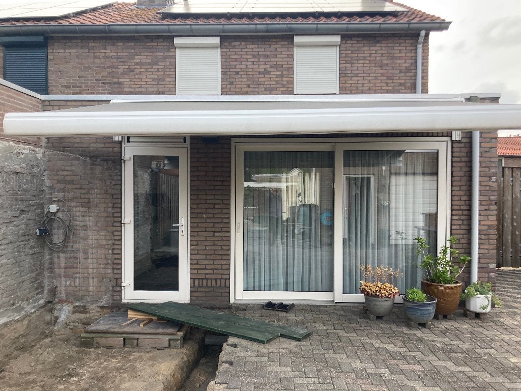 Zonnescherm, Tuin en Terras, Zonneschermen, Ophalen, Gebruikt, 450 cm of meer, Elektrisch