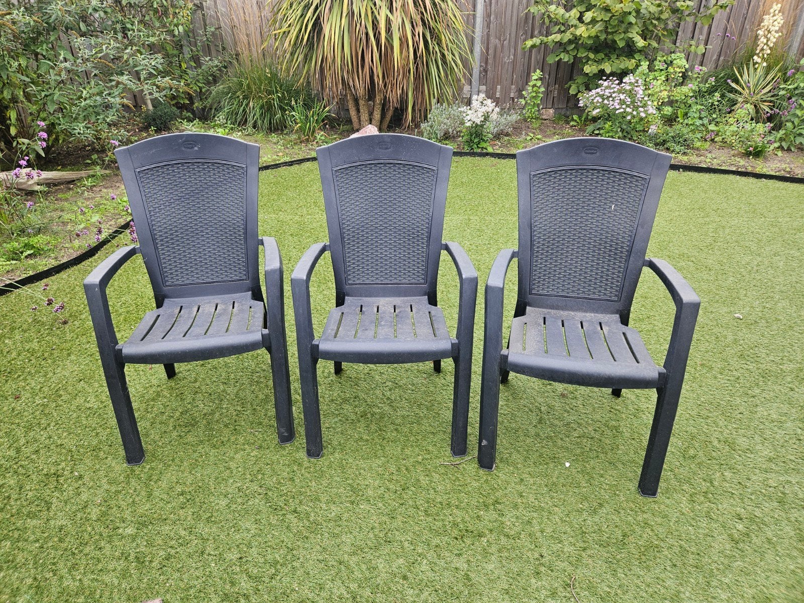 Allibert tuinstoelen, 3 stuks, antraciet, stapelbaar, Ophalen, Gebruikt, Kunststof, Stapelbaar