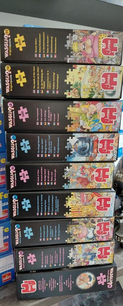10 Wasgij puzzels, Ophalen, 500 t/m 1500 stukjes, Zo goed als nieuw