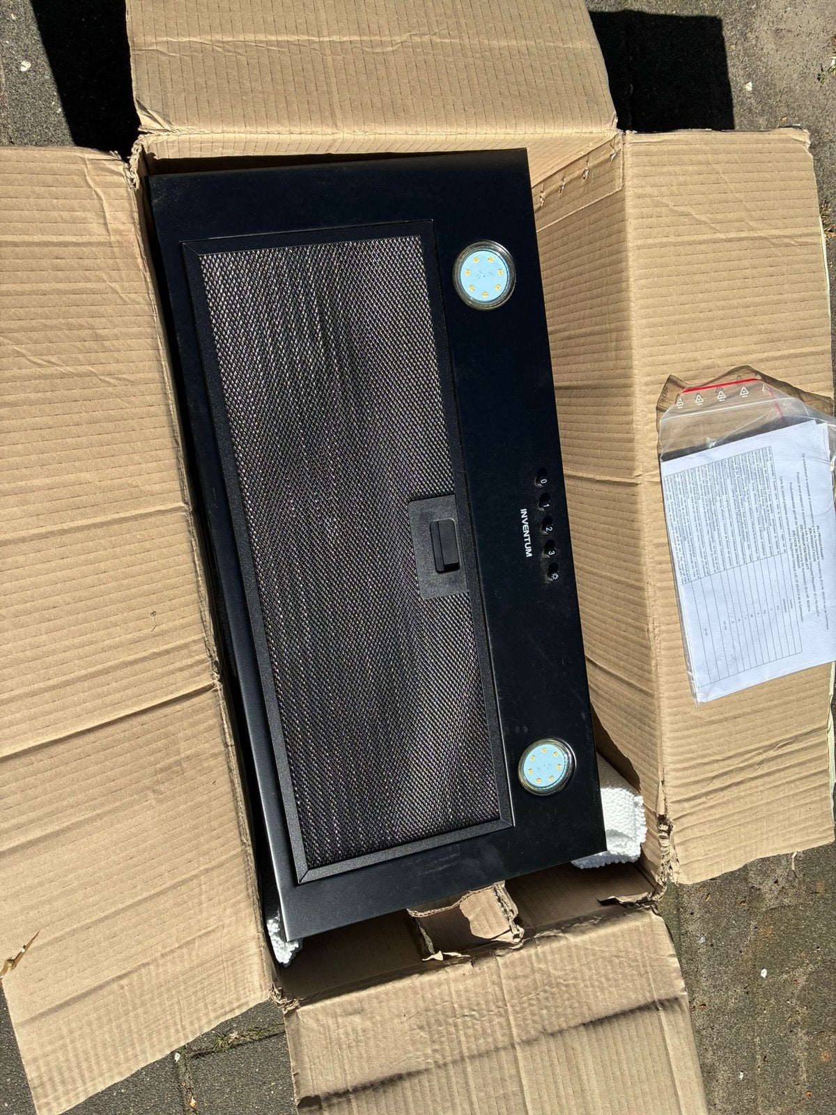 Inventum AKI6005ZWA afzuigkap, Ophalen, Zo goed als nieuw, 200 tot 400 m³ per uur, Onderbouw afzuigkap