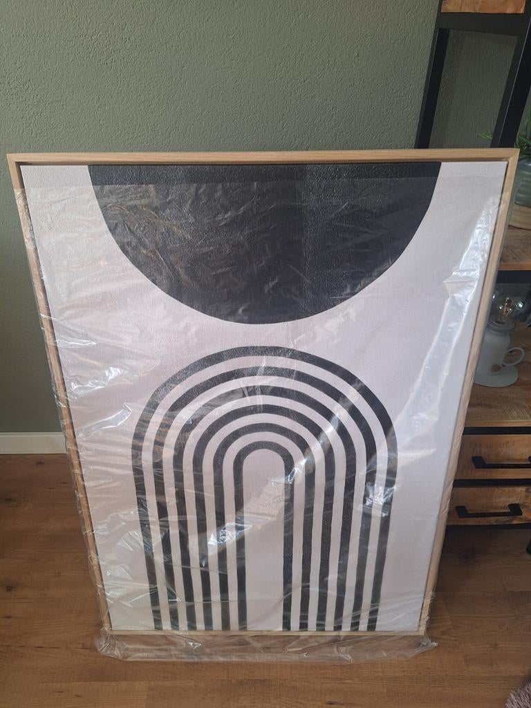Nieuw canvas schilderij in eiken lijst (75x105cm), Ophalen