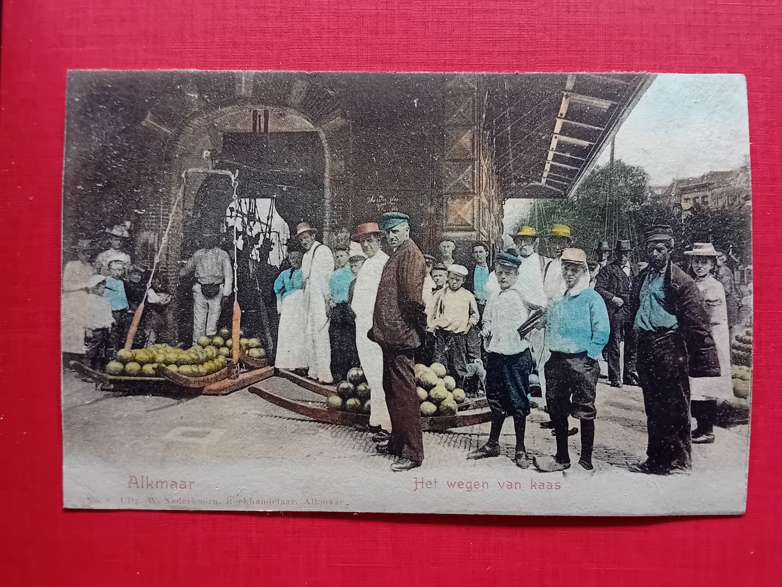 Oude ansichtkaart Alkmaar: Het wegen van kaas, Ophalen of Verzenden