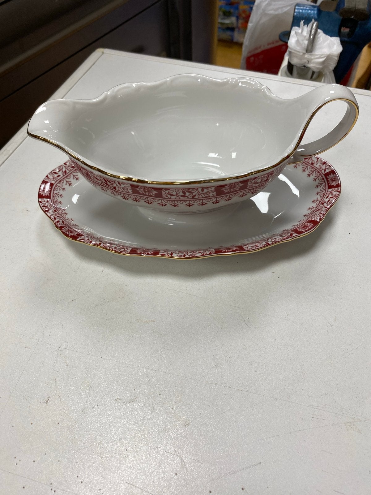 Elegante Selbmann Weiden C Sauskom met Schotel - Rood/Goud, Ophalen of Verzenden