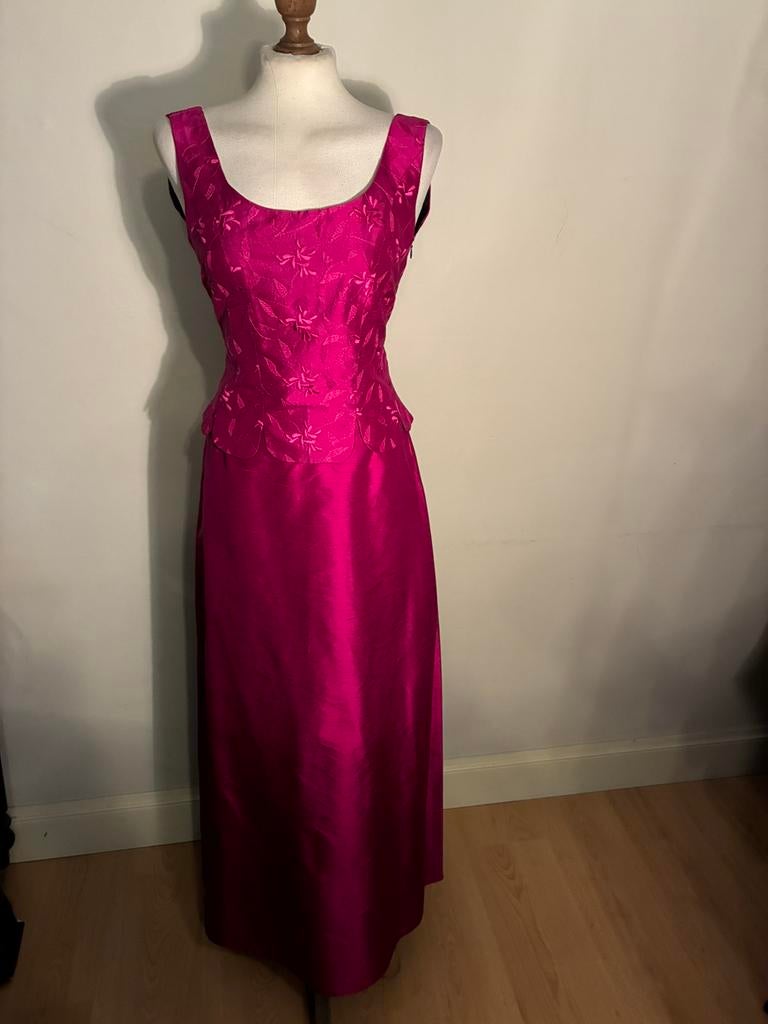 CHRISTIE DE LARUE PARIS TOP/ROK MAXI EXCLUSIEF CHIFFON ZIJDE, Overige typen, Verzenden, Zo goed als nieuw, Roze