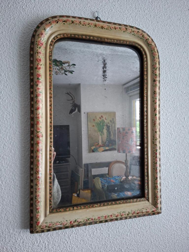Beeldschone antieke Italiaanse spiegel, Antiek en Kunst, Ophalen of Verzenden, Rechthoekig, Minder dan 50 cm