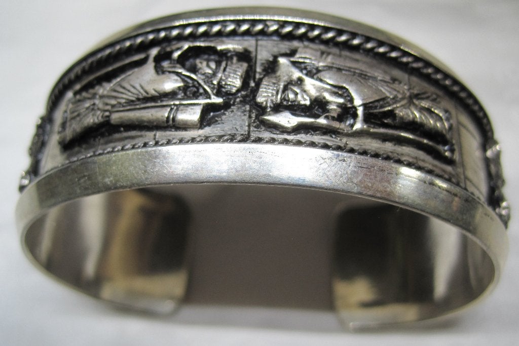 Vintage zilver armband Perzisch design zilver 900, Ophalen, Zo goed als nieuw, Zilver, Zilver