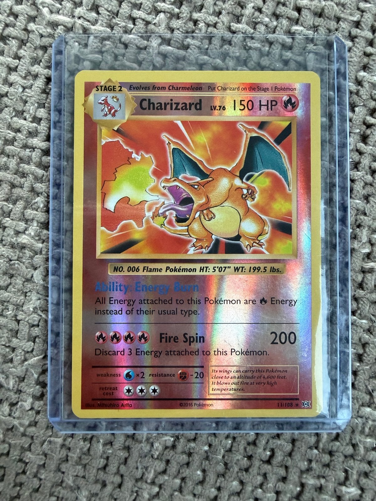 Charizard 11/105 XY Evolutions Holo, Ophalen of Verzenden, Zo goed als nieuw, Losse kaart, Foil
