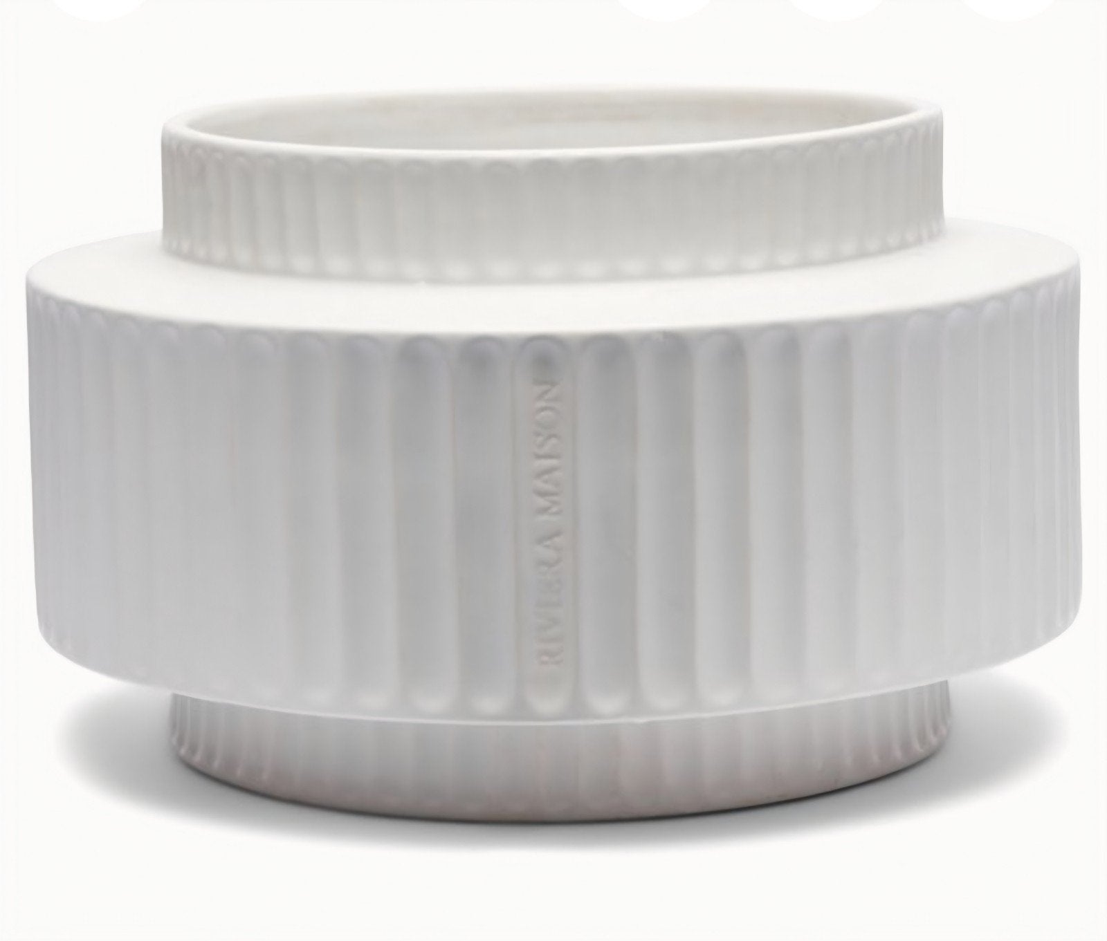 Riviera Maison Aelous Bloempot - Wit, 23,5 cm hoog, Met patroon/structuur, Wit, Ophalen of Verzenden, Zo goed als nieuw