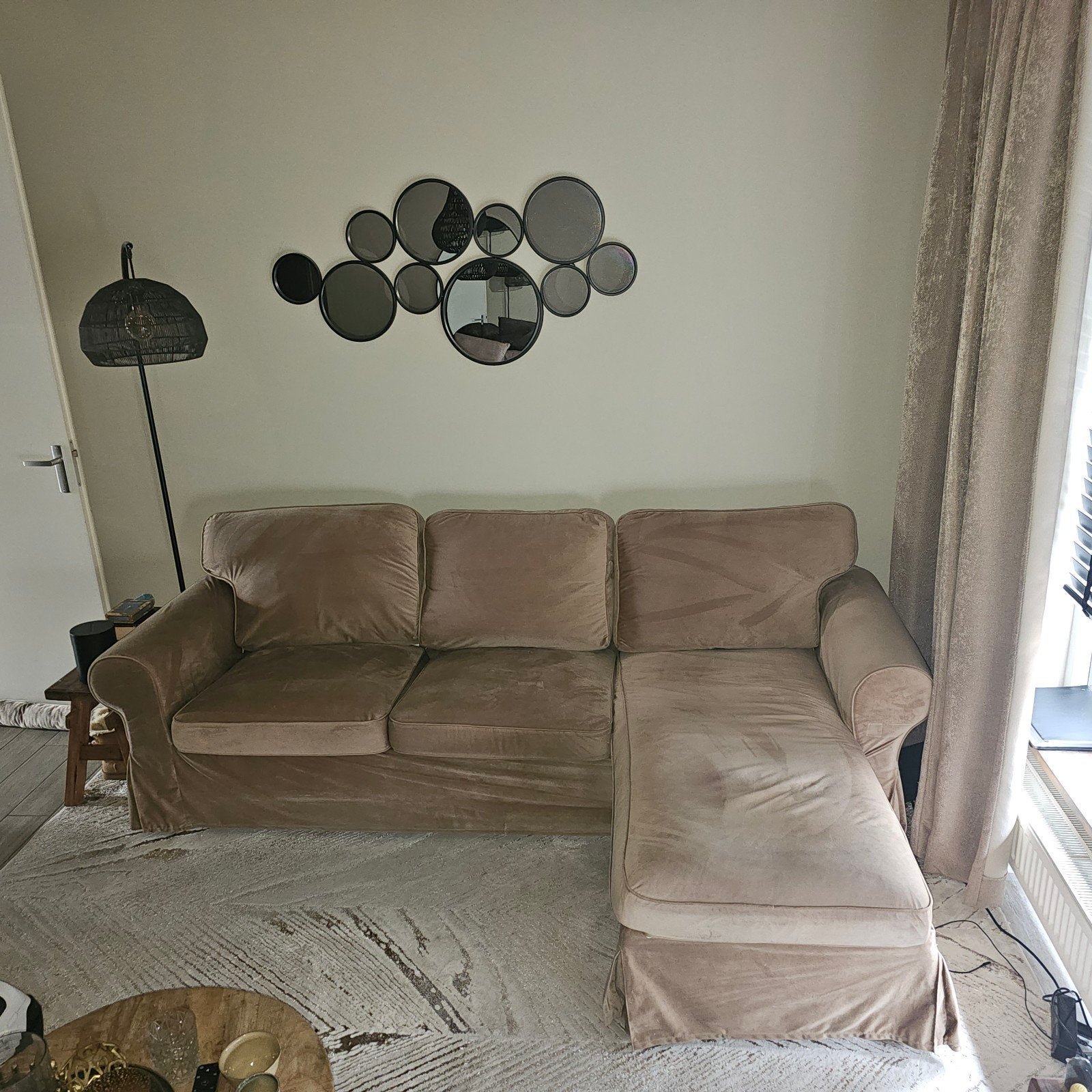IKEA Ektorp loungebank met velvet hoes, Ophalen, Gebruikt, Hoekbank, Driepersoons