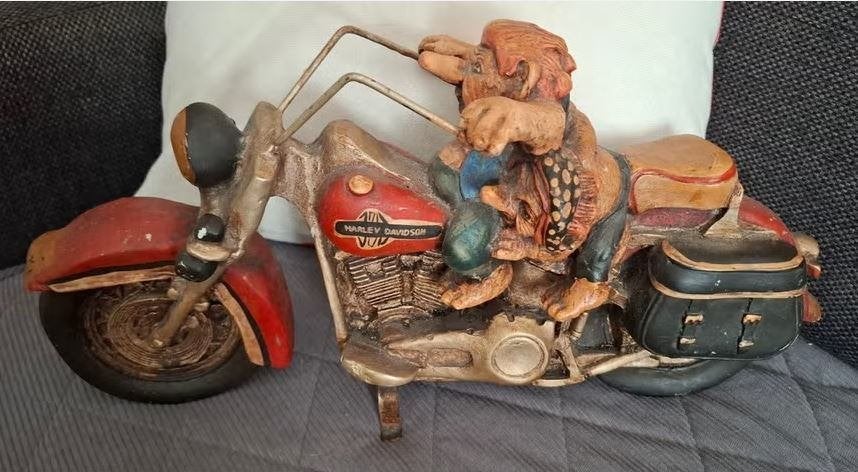 Troll op Harley Davidson motorfiets beeldje, Ophalen, Gebruikt