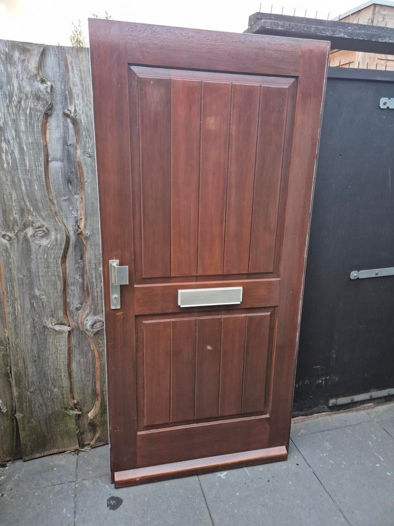 Hardhouten buitendeur. 96x203.5cm., Ophalen, Gebruikt, 80 tot 100 cm, Buitendeur