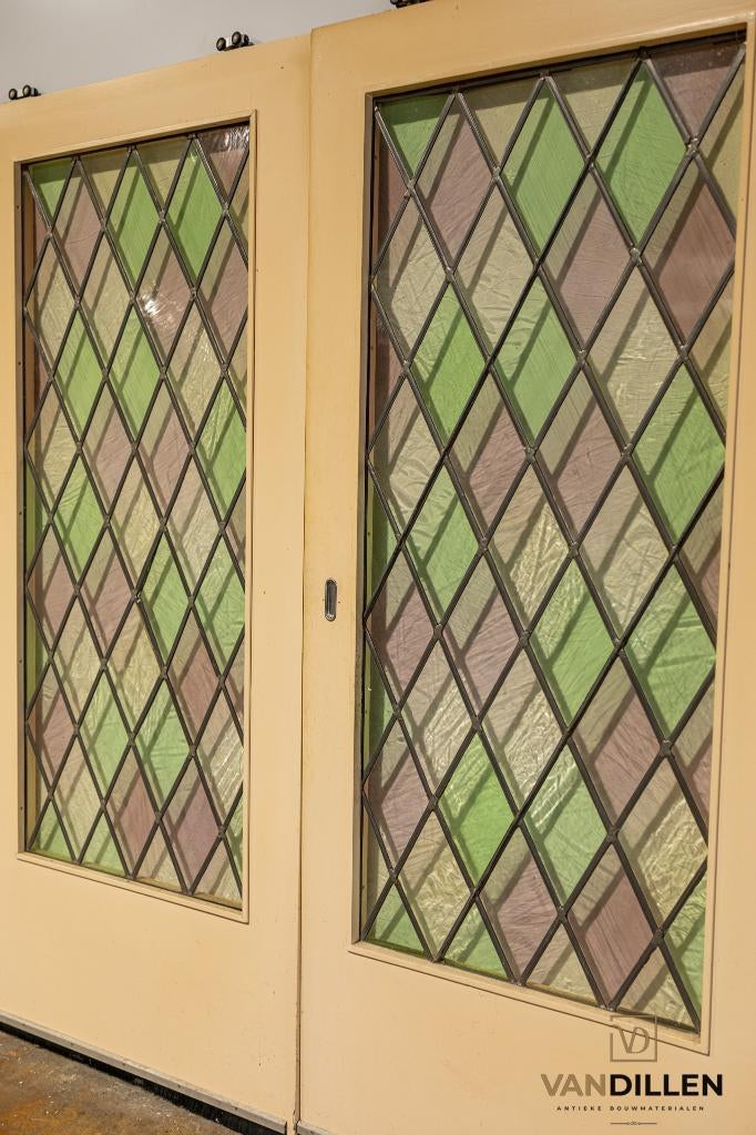 Ensuite deuren glas in lood kleur met ruit glas, Gebruikt, 120 cm of meer, Binnendeur, Ophalen of Verzenden