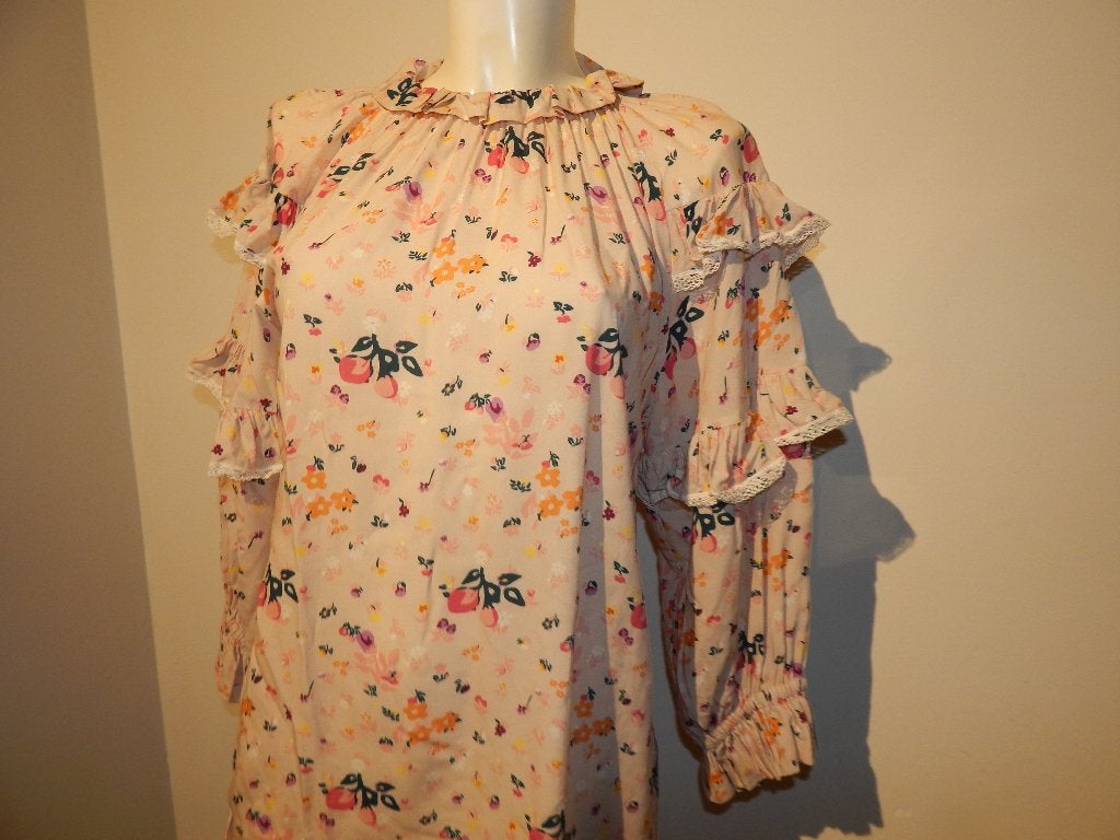 Hofmann copenhage schattige vintage blouse roesel bloemen M, Maat 38/40 (M), Meerkleurig, Ophalen of Verzenden, Zo goed als nieuw