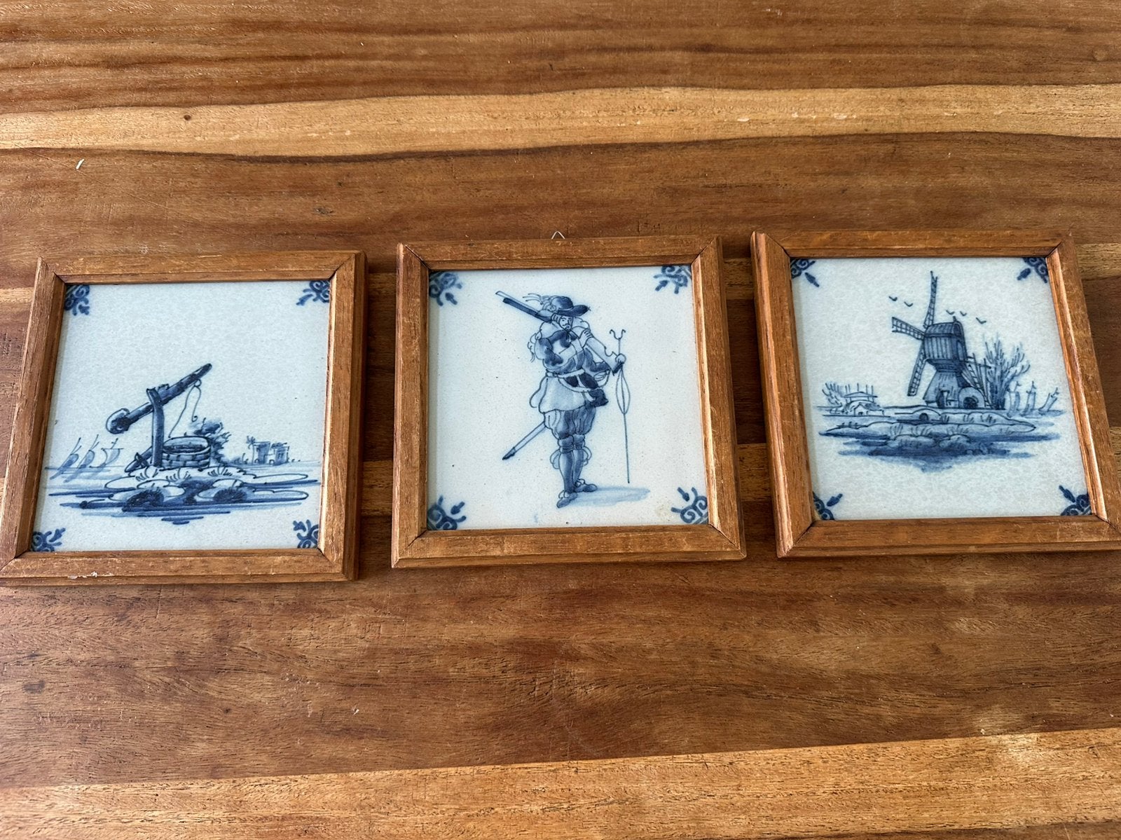 Prachtige set van drie originele Delfts Blauwe tegeltjes, Ophalen of Verzenden