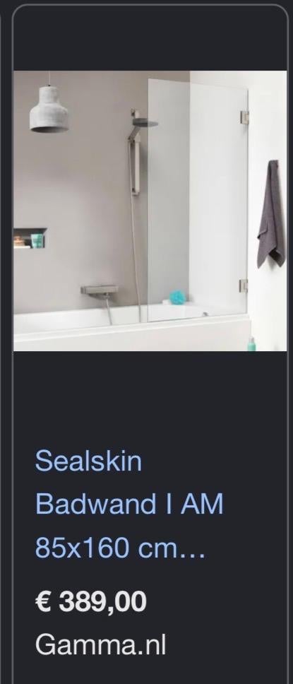 Sealskin Badwand I AM 85x160 cm - Nieuw in doos, Huis en Inrichting, Badkamer | Badkamermeubels, Ophalen, Overige typen, Nieuw