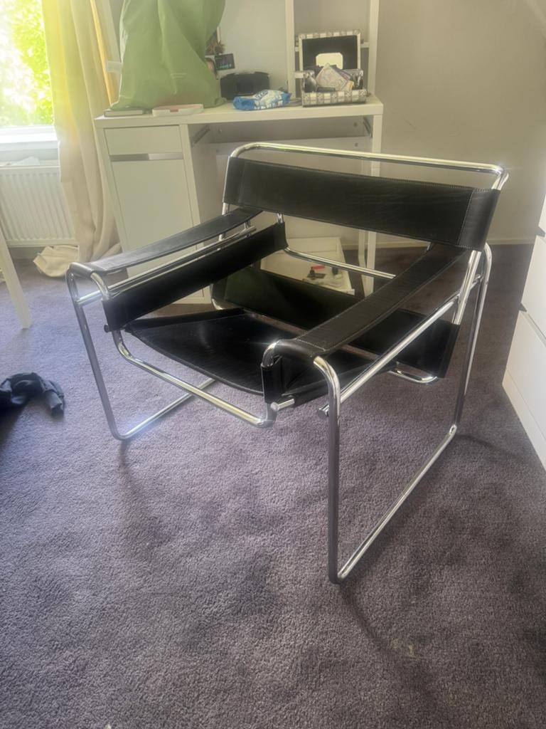 Vintage Wassily Chairs By Marcel Breuer For Fasem, Italy, Huis en Inrichting, Ophalen, Drie, Art deco, Zwart
