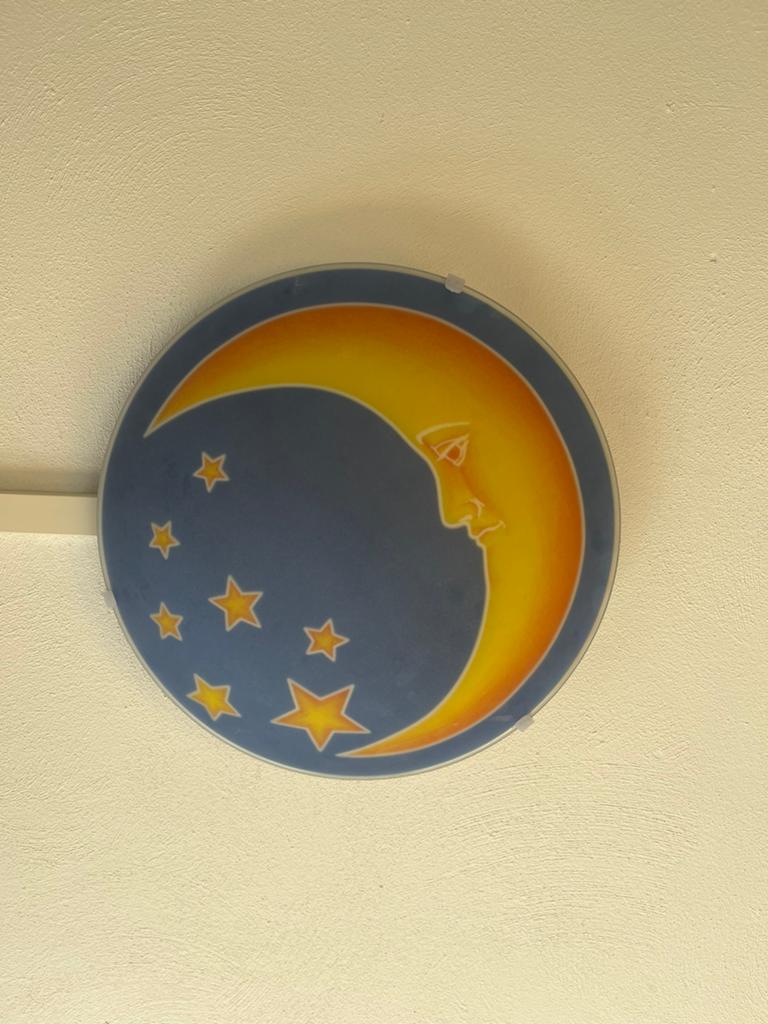 Plafond lamp kinderkamer maan en sterren, Huis en Inrichting, Ophalen of Verzenden, Zo goed als nieuw, Glas