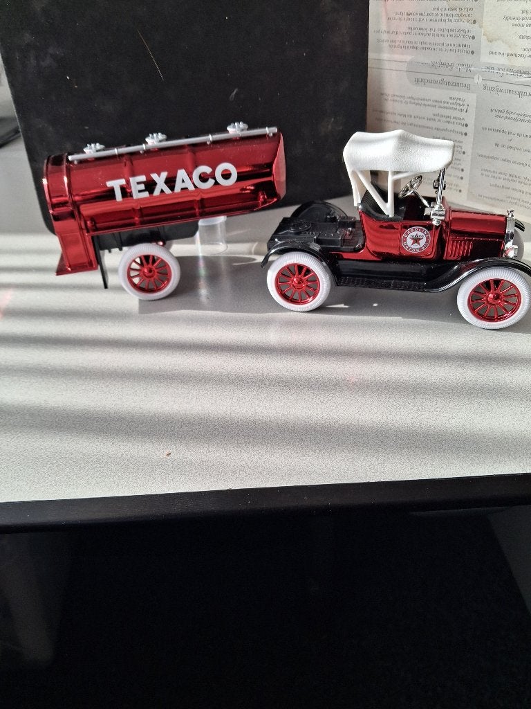 antieke speelgoed ford texaco olie en paard met wagen olie, Ophalen of Verzenden