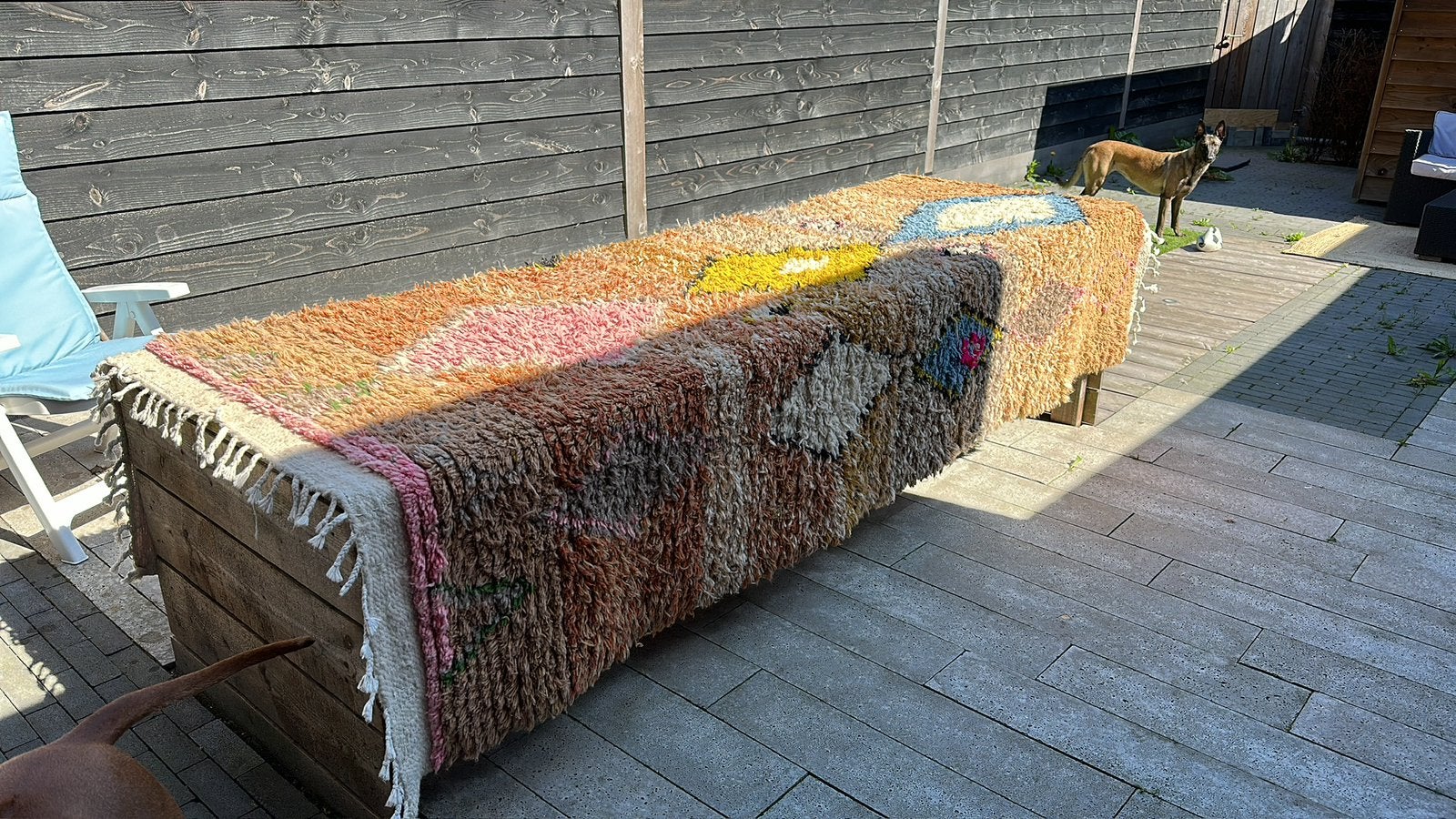 Wollen vloerkleed, met de hand gemaakt, Ophalen, Gebruikt, 200 cm of meer, Rechthoekig