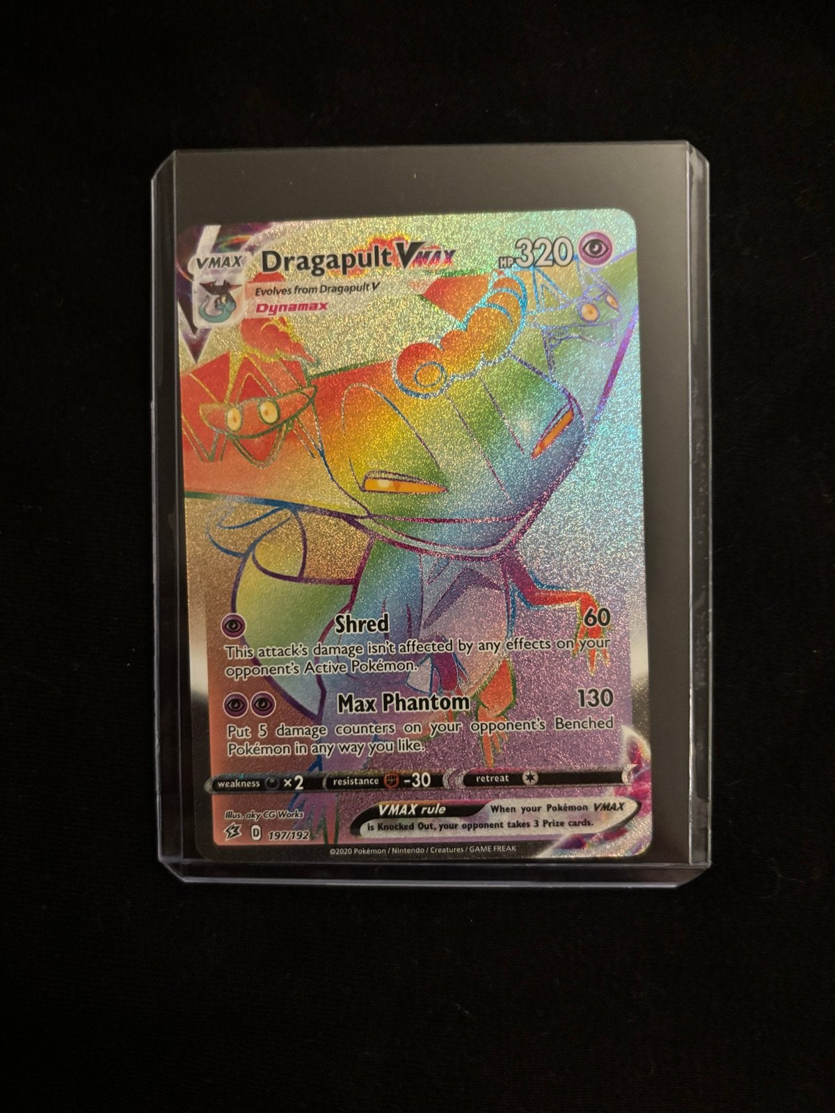 Dragapult VMAX Rainbow Rare Pokémon Kaart, Ophalen of Verzenden, Zo goed als nieuw, Losse kaart, Foil