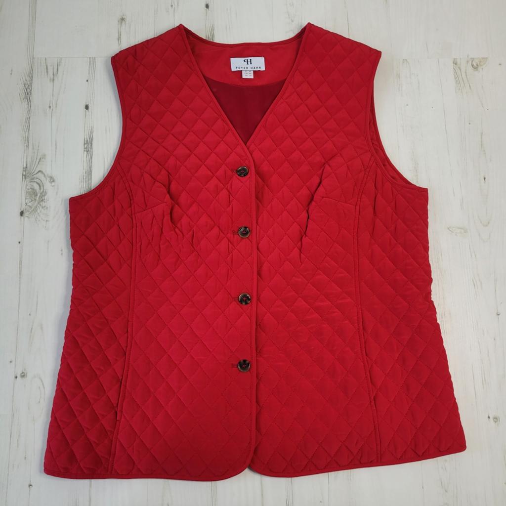 Peter Hahn gilet 100% zijde maat 44 frambozenrood, Maat 42/44 (L), Ophalen of Verzenden, Zo goed als nieuw, Peter Hahn