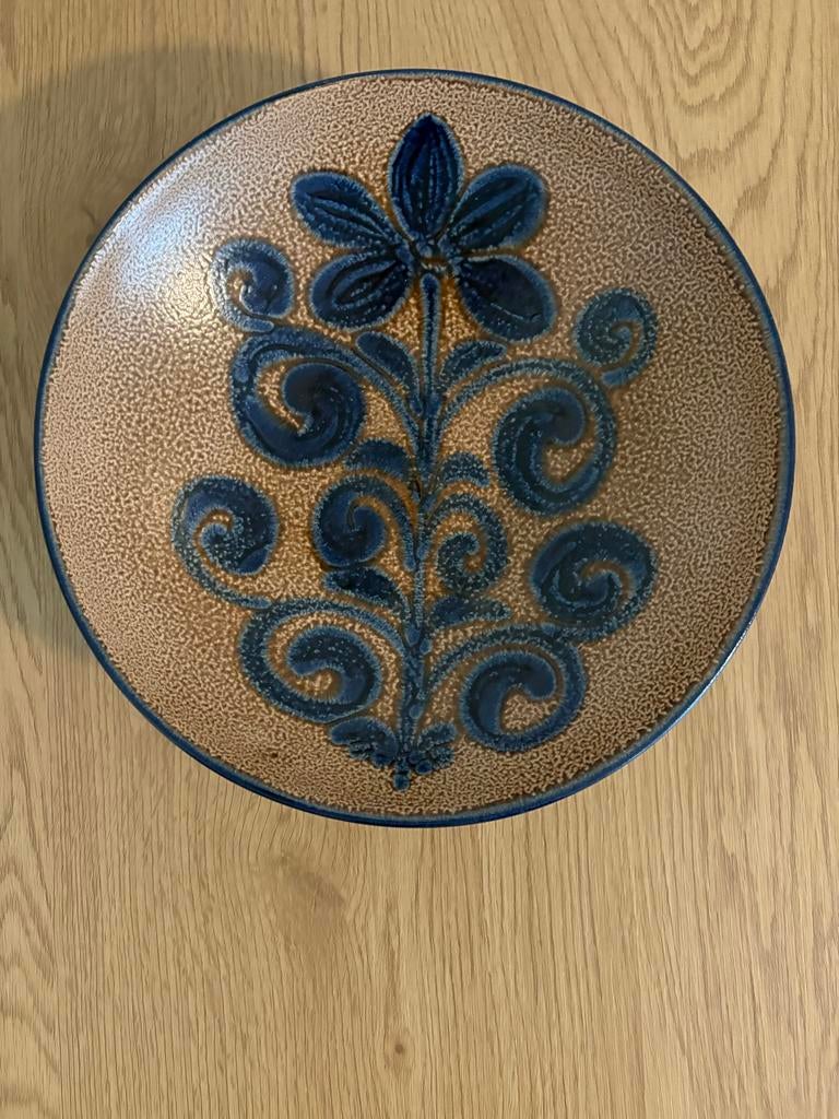 Vintage Jasba Keramik Wandschaal - Kobaltblauw Bloemmotief, Ophalen of Verzenden