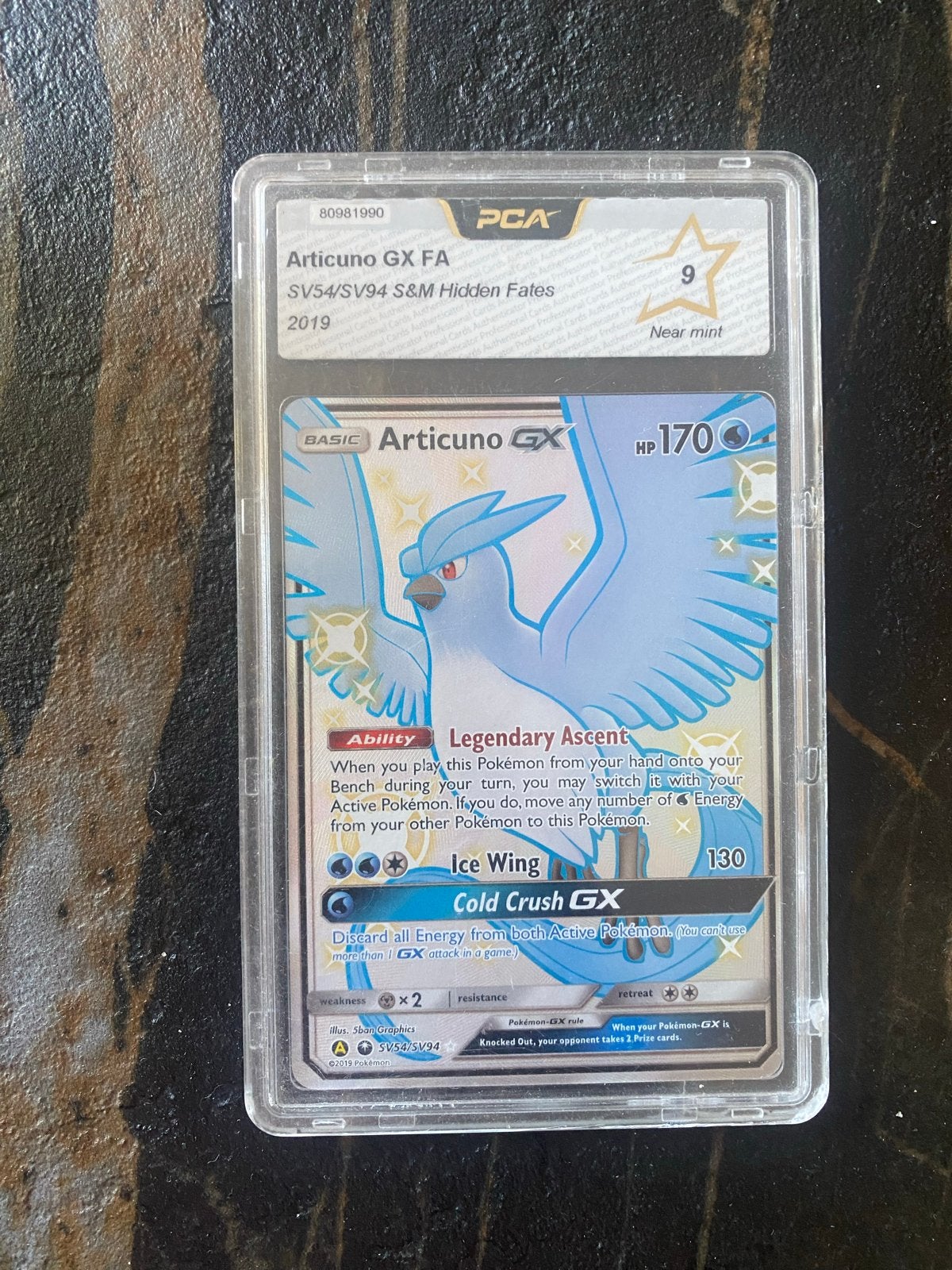 Articuno GX FA SV54/SV94 S&M Hidden Fates PCA 9, Hobby en Vrije tijd, Ophalen of Verzenden, Zo goed als nieuw, Losse kaart