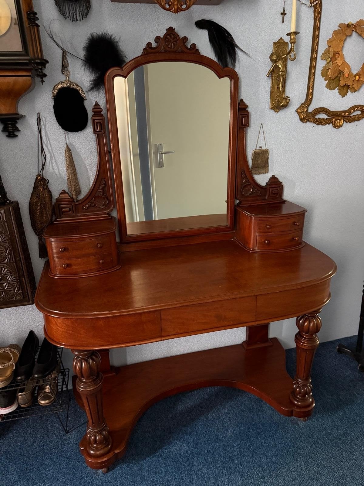 Antieke Kaptafel - antieke toilettafel incl. antieke kruk, Ophalen, Dames
