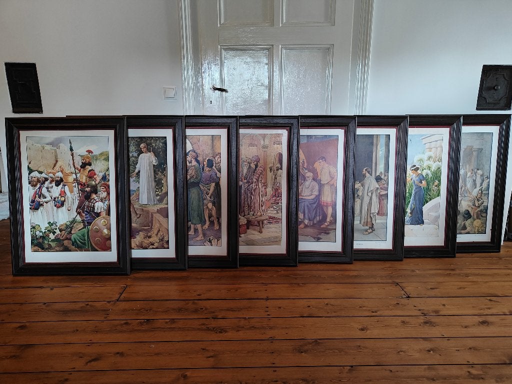 Set van 8 grote bijbelse prenten – ingelijst, Ophalen