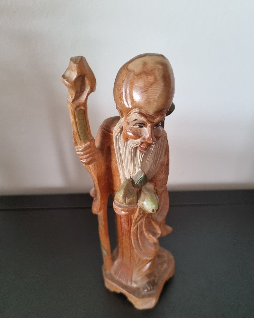 Vintage Shou Xing (Shou Lao) houten beeld, Antiek en Kunst, Verzenden