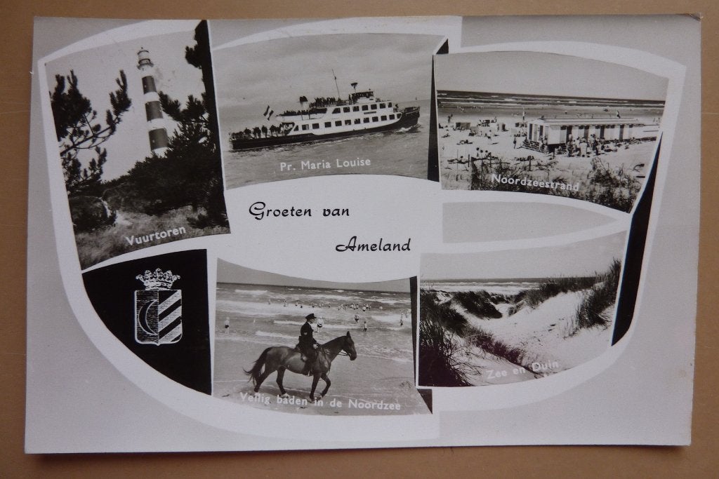 1966 AMELAND politie te paard boot Maria Louise badhokjes, Ophalen, 1960 tot 1980, Gelopen, Waddeneilanden