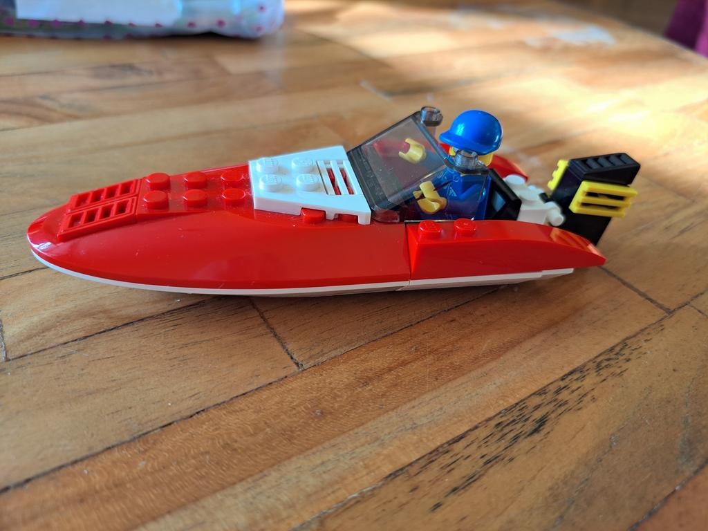 Lego City 4641 Speedboot met instructies (mist reddingsvest), Lego, Ophalen of Verzenden, Inclusief minifiguren, Complete set