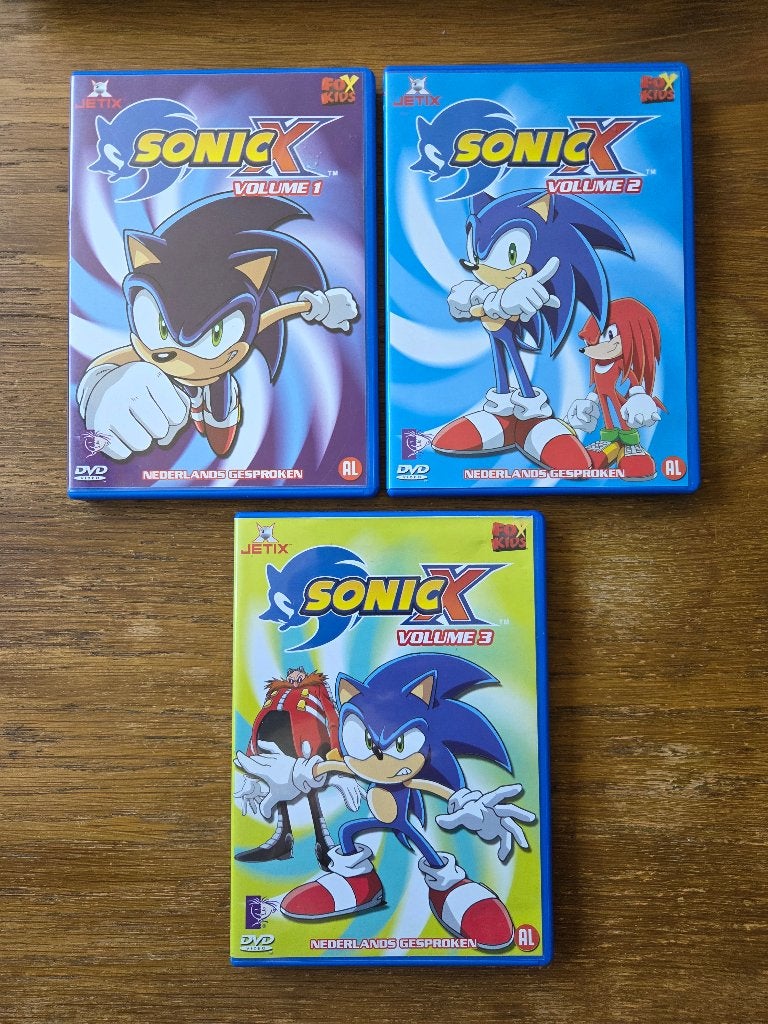 Sonic X DVD Set - Volume 1, 2 & 3 (Jetix / Fox Kids), Cd's en Dvd's, Tekenfilm, Zo goed als nieuw, Alle leeftijden, Amerikaans