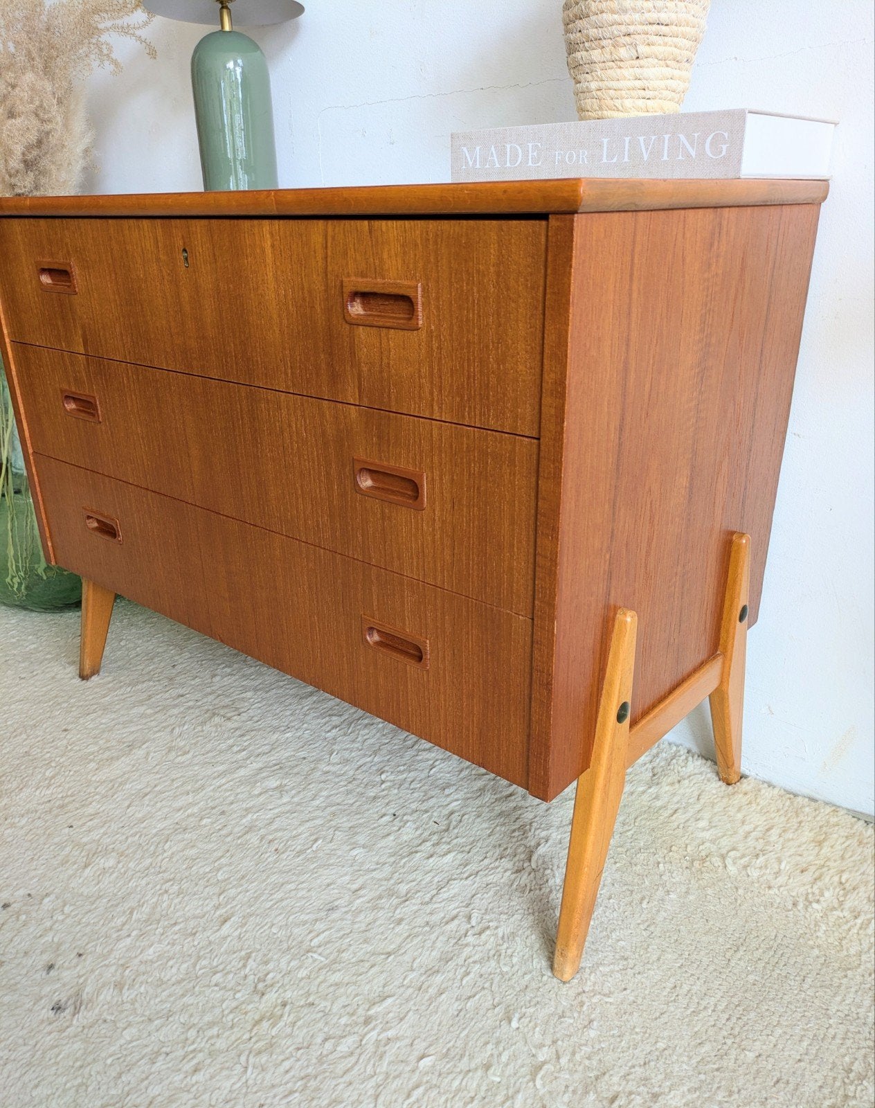 Scandinavisch vintage ladekastje midcentury, Ophalen, ., 50 tot 100 cm, .