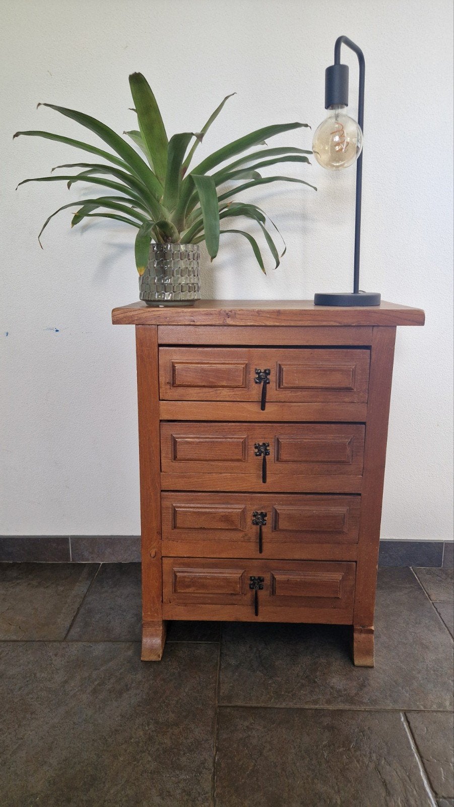 Vintage Massief Teak Koloniaal Kastje - 60x35.5x74.5 cm, 3 of 4 laden, Ophalen, Teakhout, Minder dan 100 cm