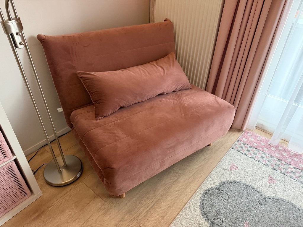 Slaap Stoel Donder roze velours als nieuw, ruim bed, Huis en Inrichting, Slaapkamer | Slaapbanken, Ophalen, 100 cm, Zo goed als nieuw