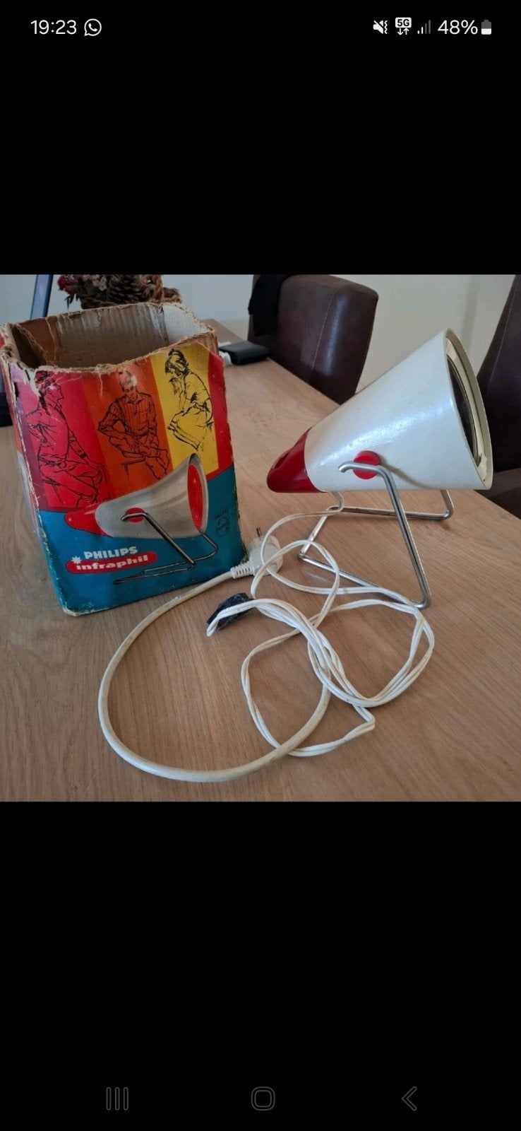 Vintage Philips Infraphil Infraroodlamp met originele doos, Ophalen of Verzenden