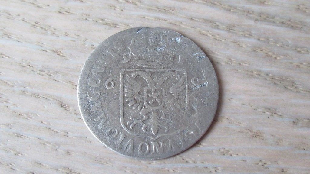 Zilveren provinciale 6 stuiver Nijmegen 1691 / bodemvondst, Postzegels en Munten, Munten | Nederland, Vóór koninkrijk, Zilver