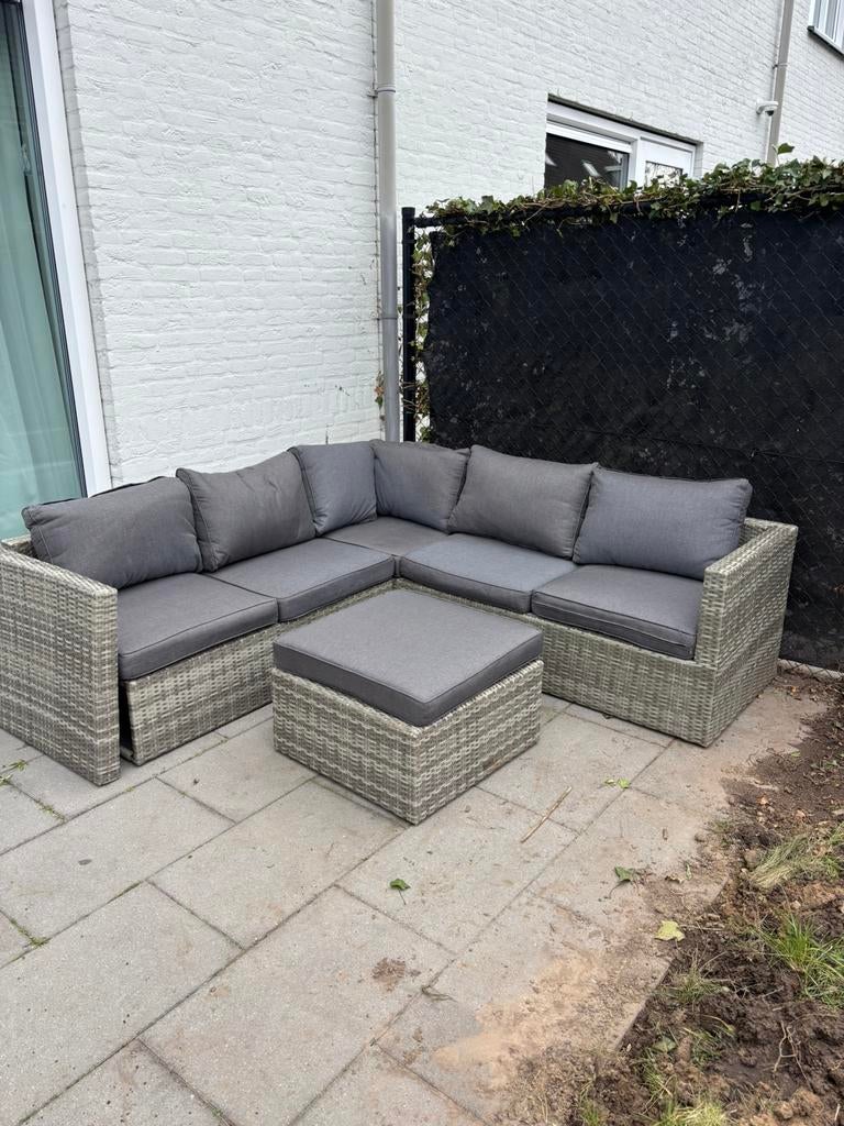 Wicker Loungeset met Tafel - Bois Le Duc, Tuin en Terras, Tuinsets en Loungesets, 4 zitplaatsen, Gebruikt, Ophalen of Verzenden