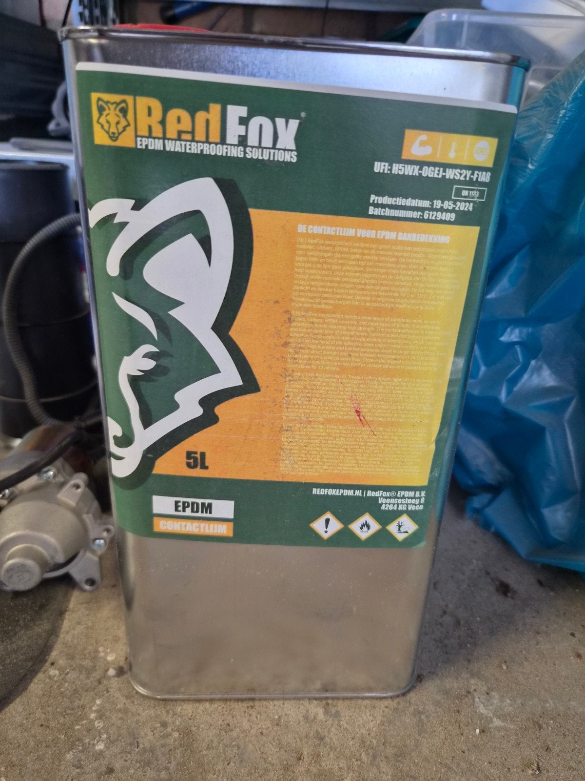 RedFox EPDM Contactlijm 5L - Dakreparatie, Doe-het-zelf en Verbouw, Dakpannen en Dakbedekking, Ophalen, Kunststof, Overige kleuren