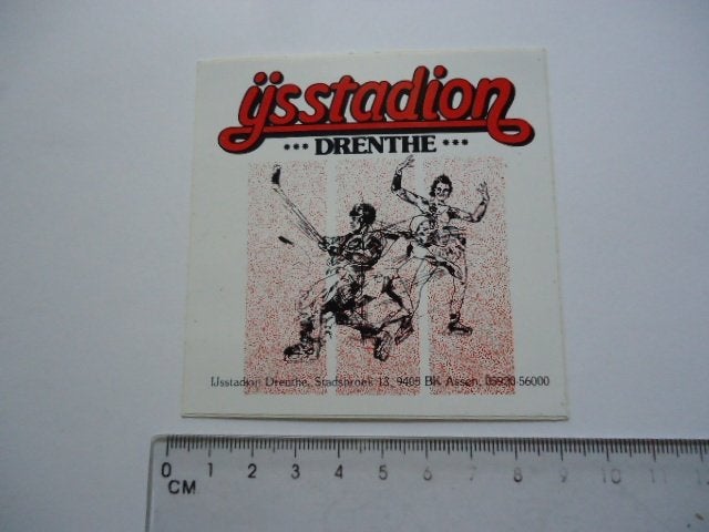 sticker oud Schaatsen IJSSTADION Drenthe ijshockey kunst, Verzenden, Zo goed als nieuw, Bedrijf of Vereniging