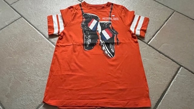 Oranje t-shirt Nederland maat 158/164, Ophalen of Verzenden, Gebruikt, Jongen of Meisje, Shirt of Longsleeve