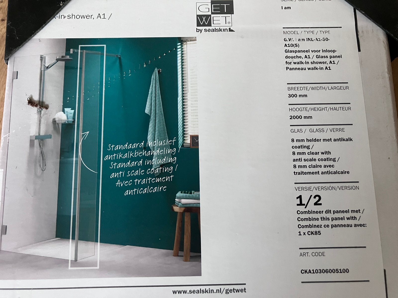 Sealskin I Am glazen paneel voor douchewand, Ophalen, Nieuw, Glas, Douche