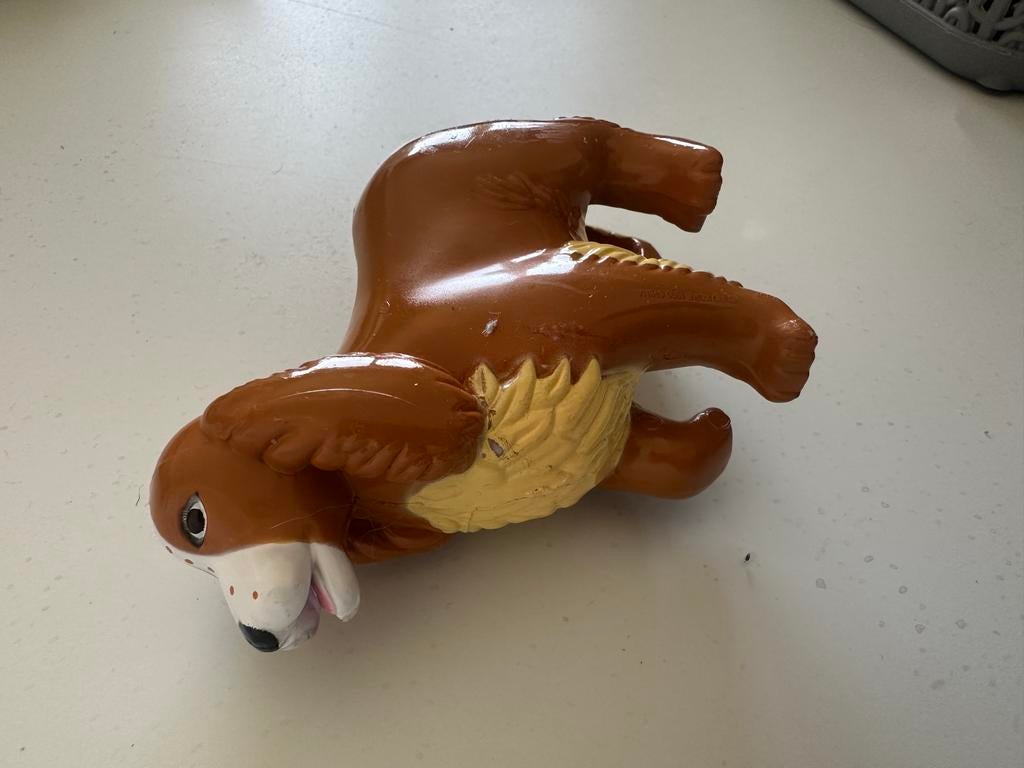 Vintage Rubberen Hond Speelgoed Bruin/Crème, Verzenden, Gebruikt, Jongen of Meisje
