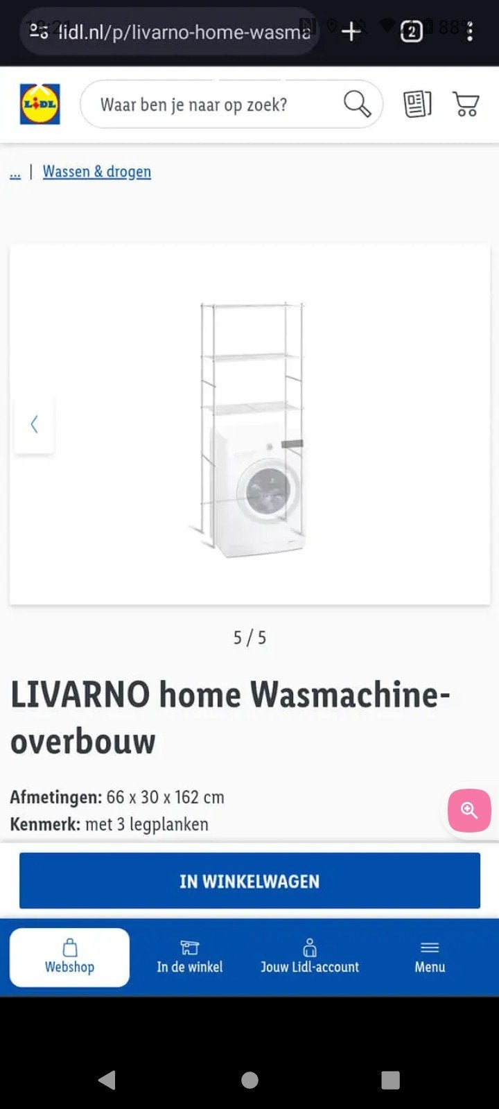 wasmachine overbouw wit, Ophalen, Zo goed als nieuw