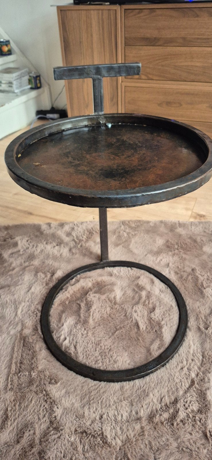Industriële bijzettafel - Zware kwaliteit, Minder dan 55 cm, Gebruikt, Metaal of Aluminium, Rond