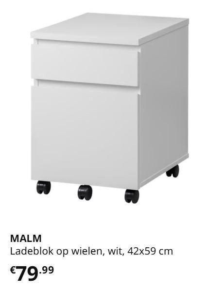 Drawer MALM with wheels, Huis en Inrichting, Kasten | Ladekasten, Ophalen, 5 laden of meer, Nieuw, 50 tot 100 cm