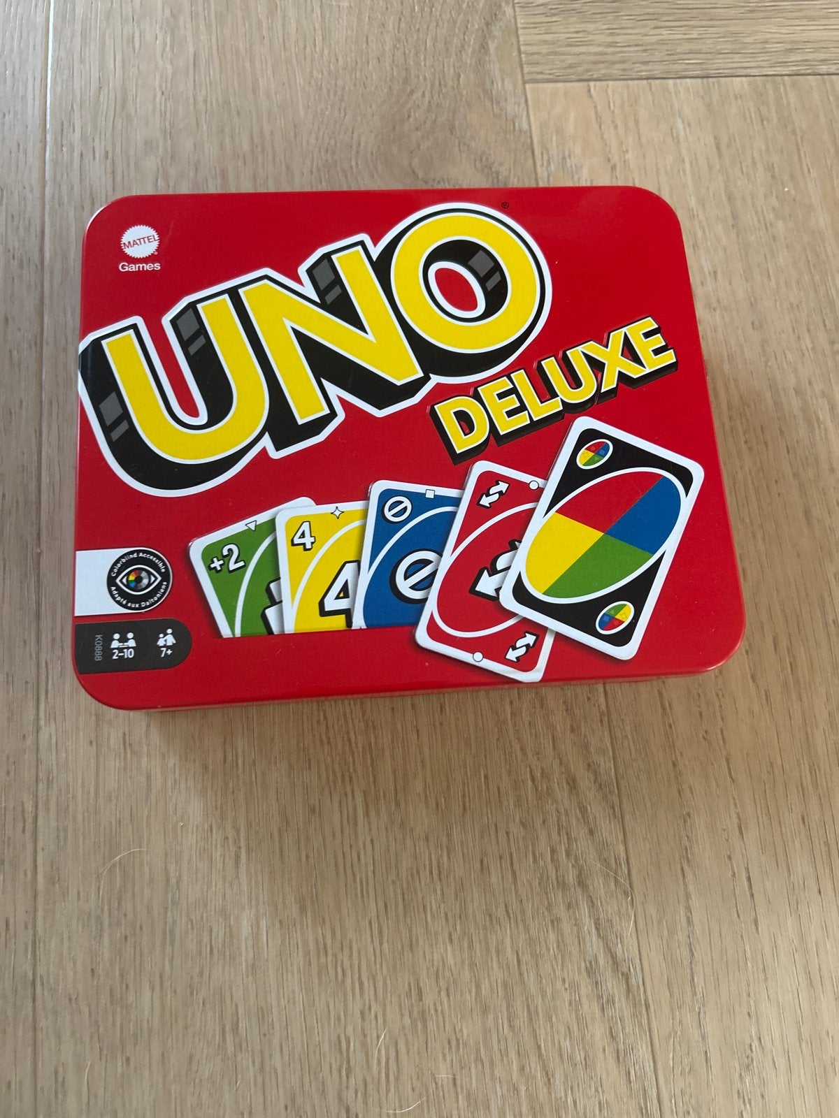 UNO Deluxe Kaartspel in Blikken Doos, Een of twee spelers, Ophalen of Verzenden, Zo goed als nieuw