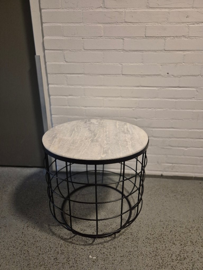 Bijzettafel marmer, Minder dan 55 cm, Metaal of Aluminium, Rond, Ophalen